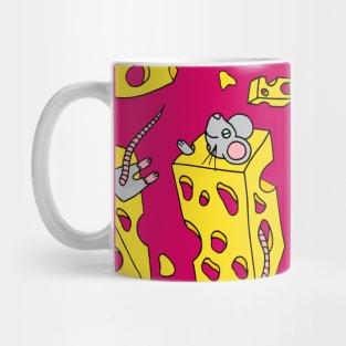 Mice and Swiss Cheese Red Palette Mug